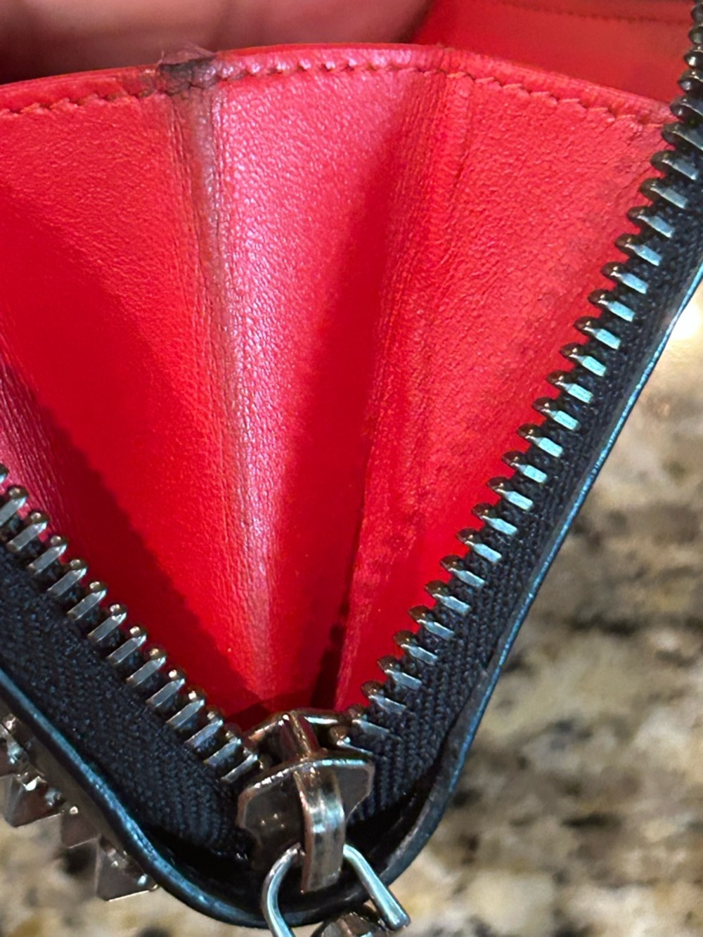 Christian Louboutin Wallet Studs Black Leather Zip EUC with coa - Picture 4 of 13